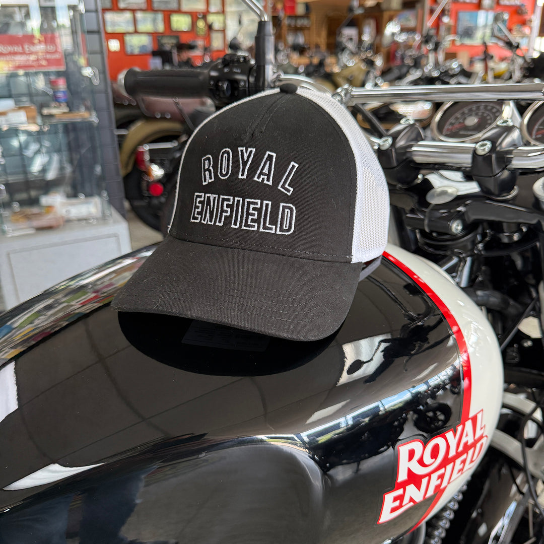 Hat: Royal Enfield “Shifter” Trucker Cap (black & white)