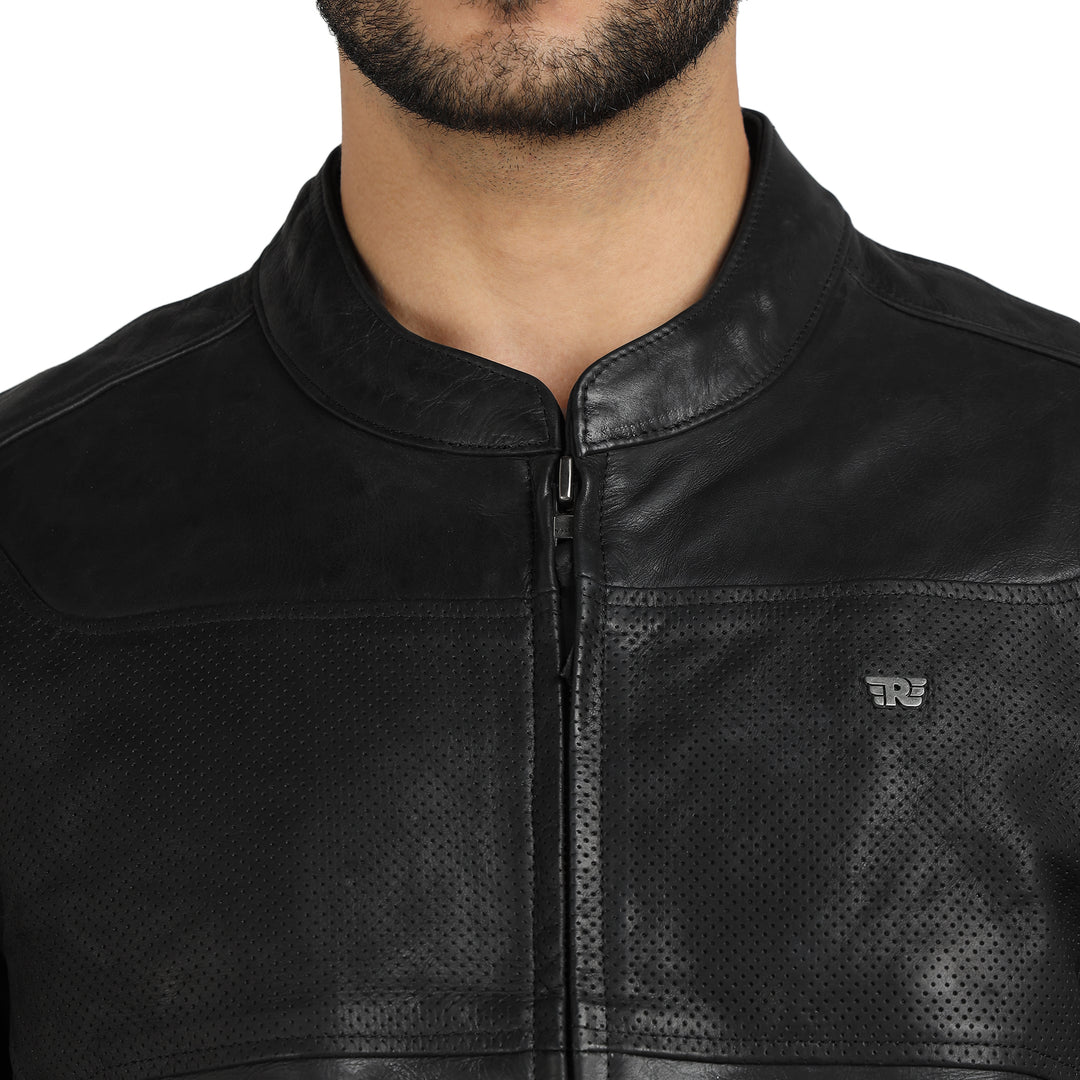 Jacket: Classic Leather Jacket (Black)