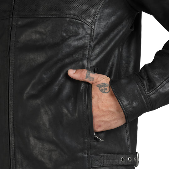 Jacket: Classic Leather Jacket (Black)