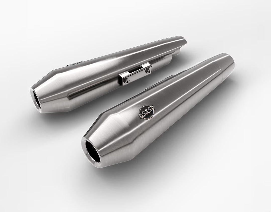 Royal Enfield S&S Silver Finish Slip On Silencer Exhausts (Pair) 1990462