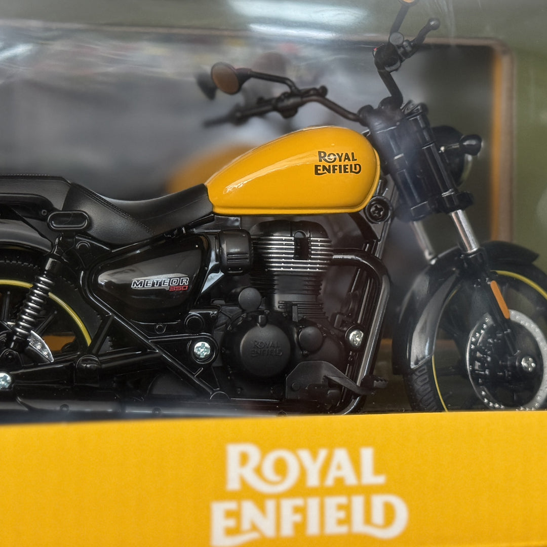 Model: Royal Enfield Meteor 350 Motorcycle (yellow)