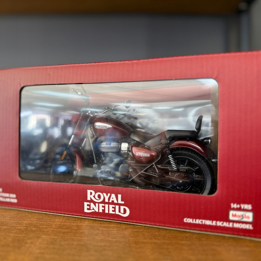 Model: Royal Enfield Meteor 350 Motorcycle (red)