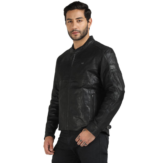Jacket: Classic Leather Jacket (Black)