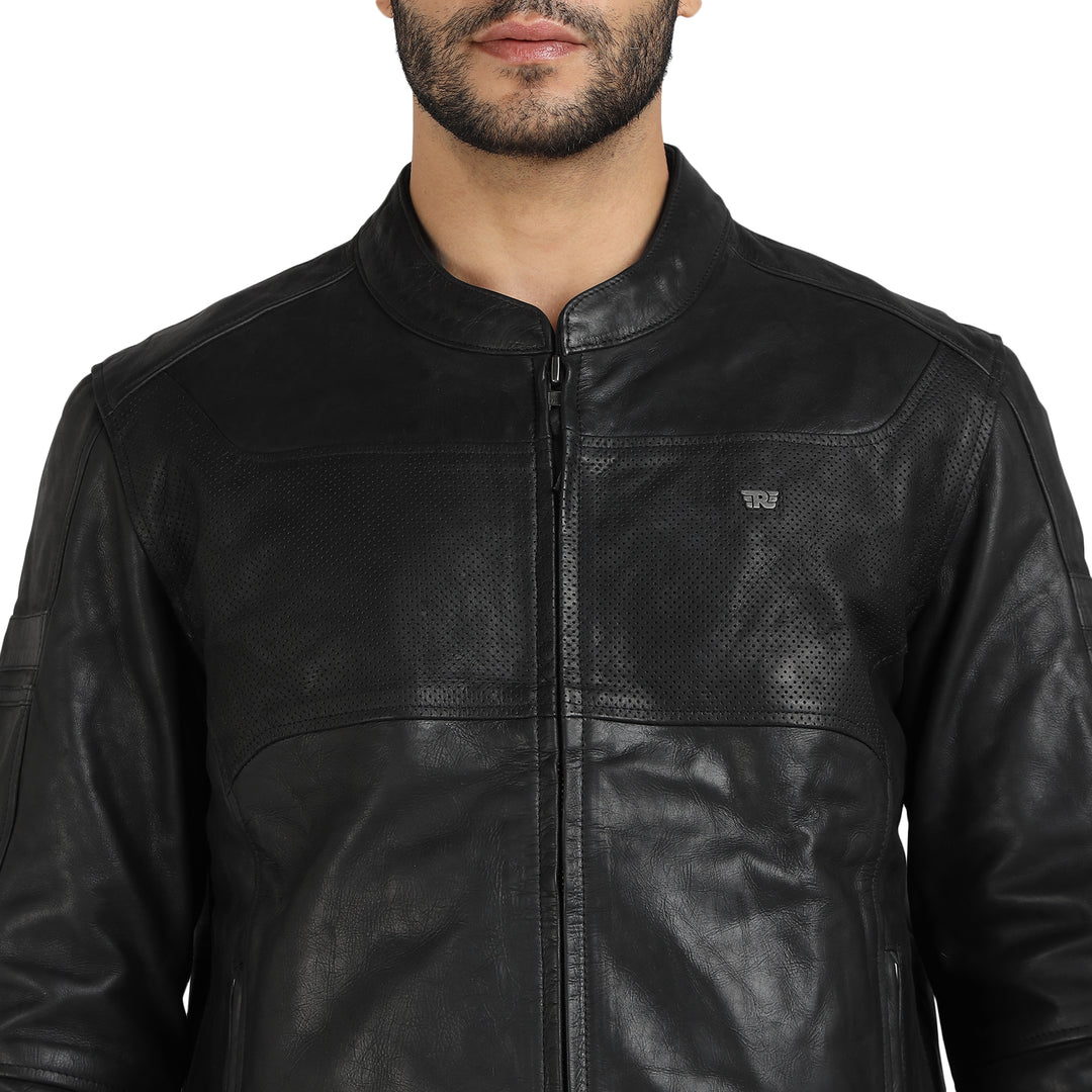 Jacket: Classic Leather Jacket (Black)