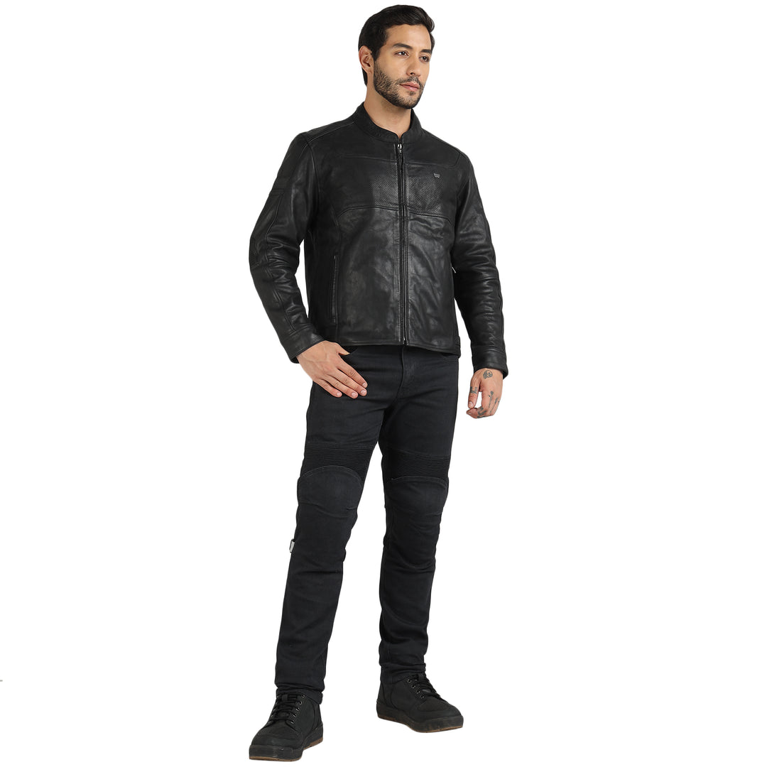 Jacket: Classic Leather Jacket (Black)