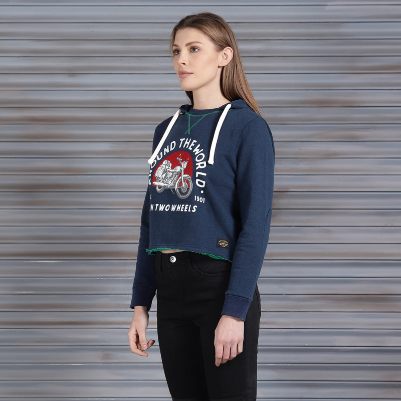 Long Sleeve: Women's Around the World Hoody (navy)
