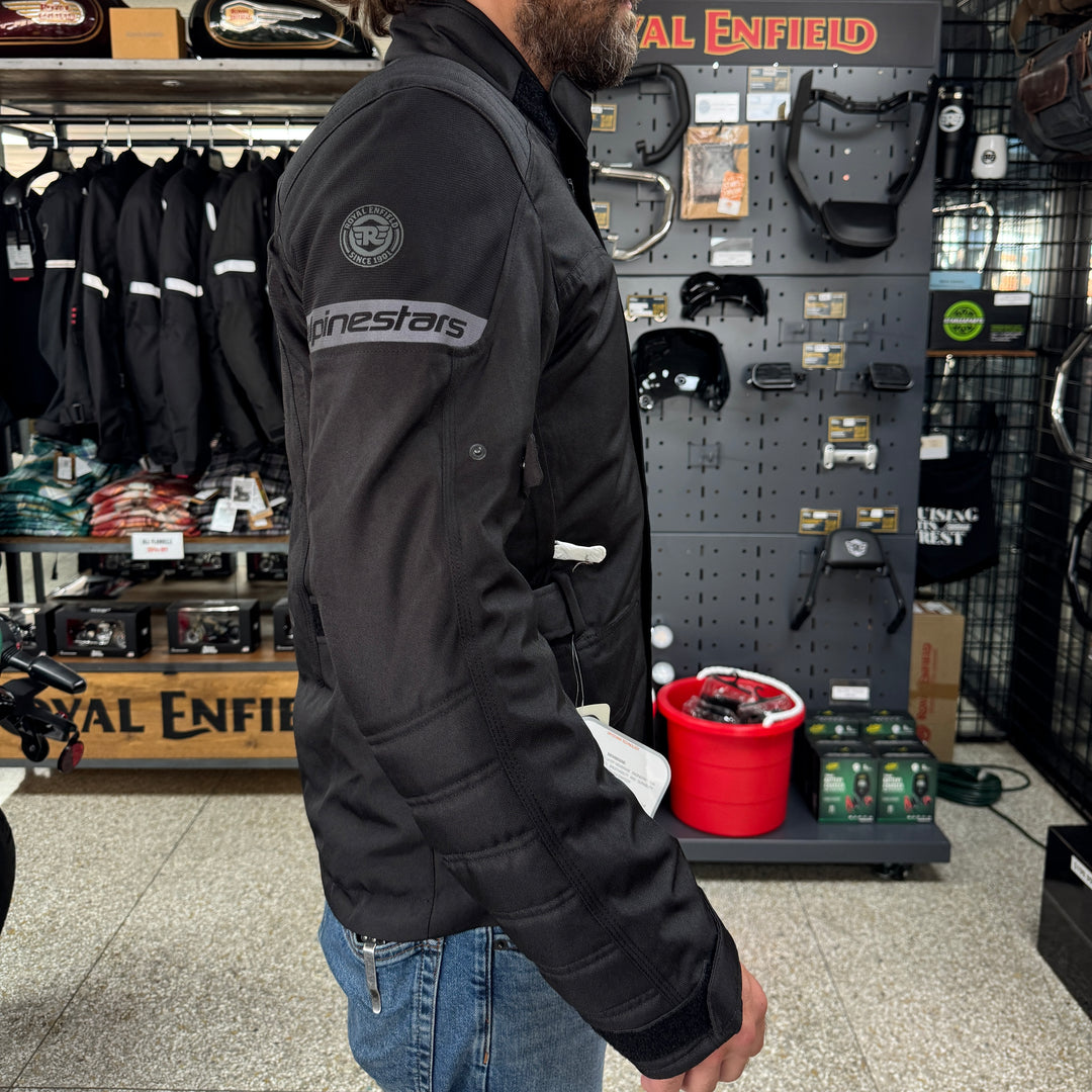 Jacket: Alpinestars Royal Enfield Gravity Drystar Riding Jacket (Black) Side View 2