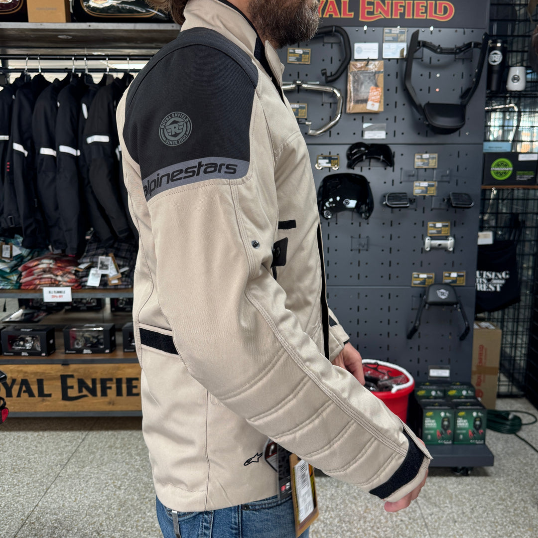 Jacket: Alpinestars Royal Enfield Gravity Drystar Riding Jacket (Khaki) Side View 2