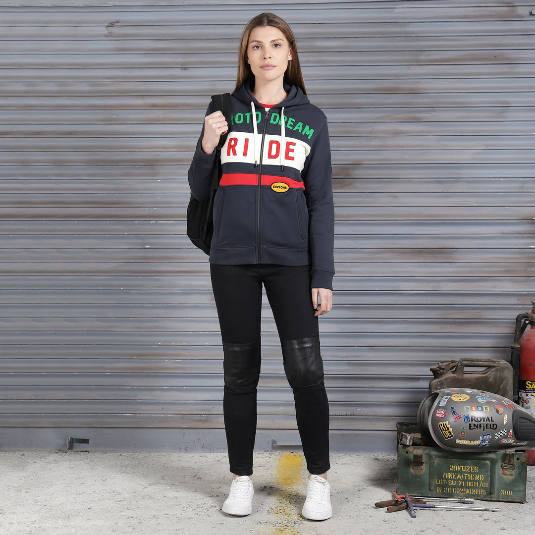 Long Sleeve: Women's Motorcross Hooded Sweater (navy)