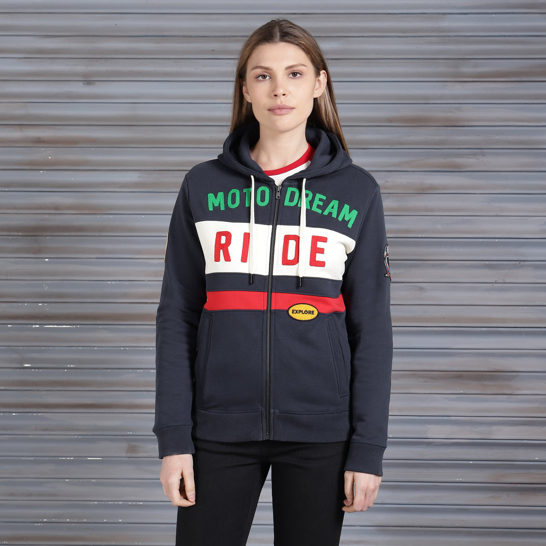 Long Sleeve: Women's Motorcross Hooded Sweater (navy)