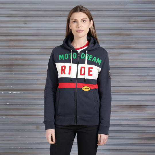 Long Sleeve: Women's Motorcross Hooded Sweater (navy)