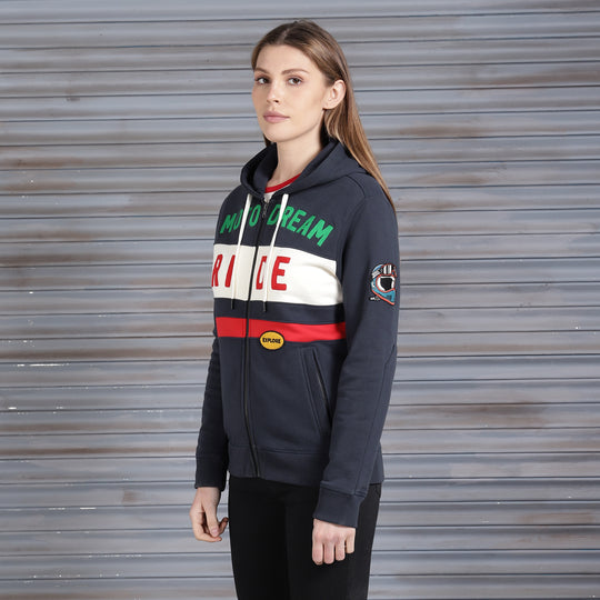 Long Sleeve: Women's Motorcross Hooded Sweater (navy)
