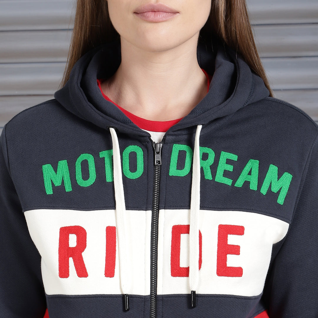 Long Sleeve: Women's Motorcross Hooded Sweater (navy)