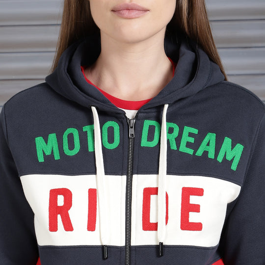 Long Sleeve: Women's Motorcross Hooded Sweater (navy)