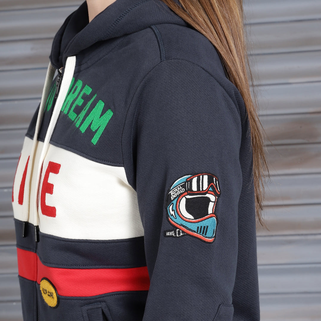 Long Sleeve: Women's Motorcross Hooded Sweater (navy)