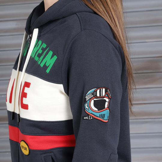 Long Sleeve: Women's Motorcross Hooded Sweater (navy)
