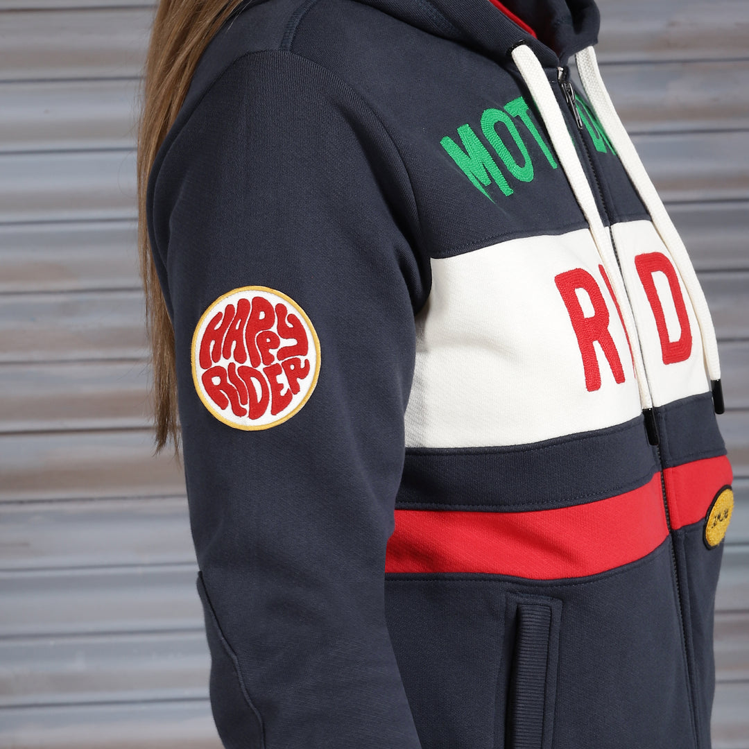 Long Sleeve: Women's Motorcross Hooded Sweater (navy)