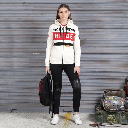 Long Sleeve: Women's Motorcross Hooded Sweater (off-white)