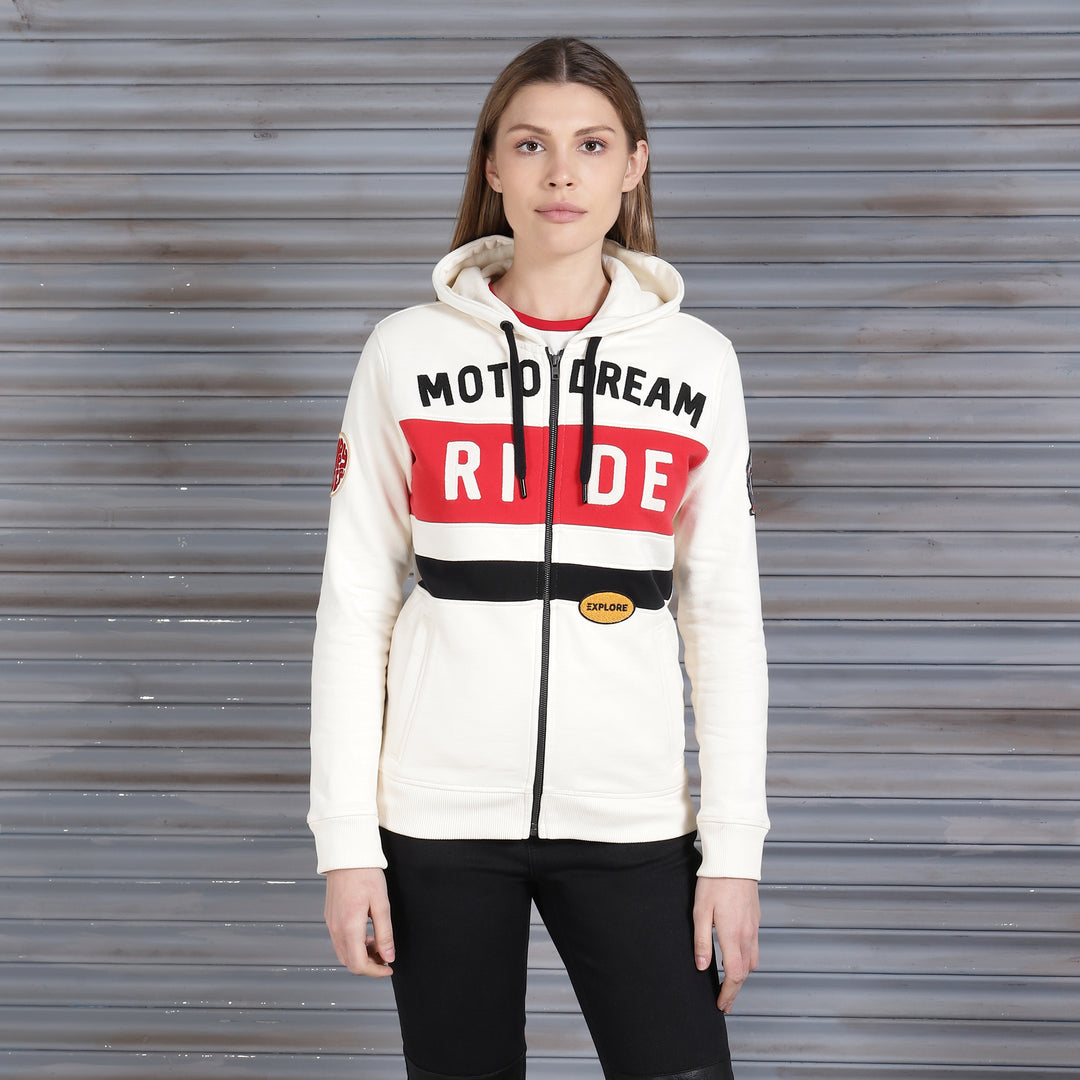 Long Sleeve: Women's Motorcross Hooded Sweater (off-white)