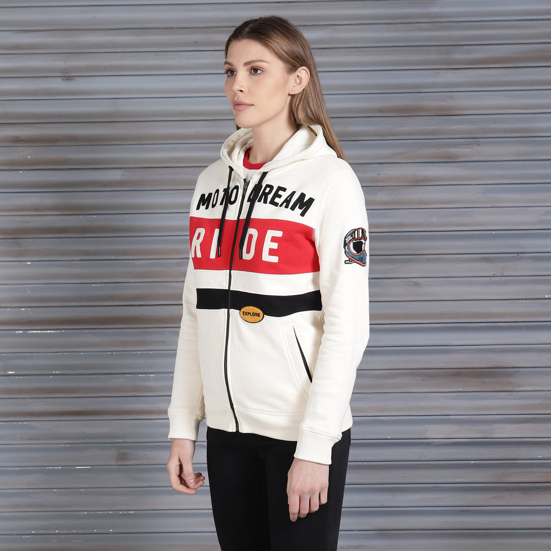 Long Sleeve: Women's Motorcross Hooded Sweater (off-white)