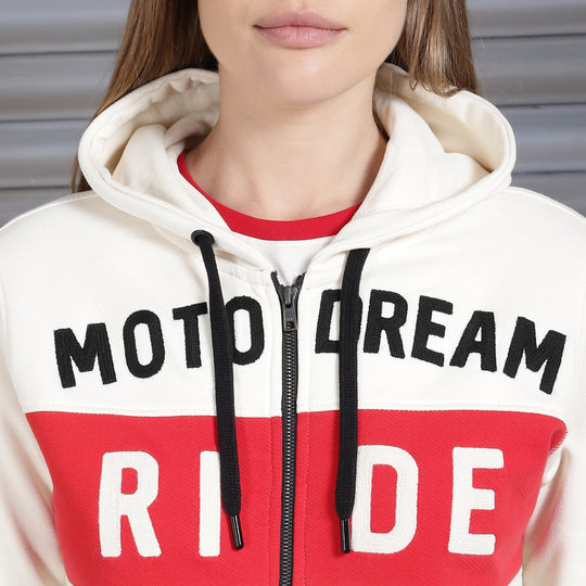 Long Sleeve: Women's Motorcross Hooded Sweater (off-white)