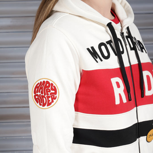 Long Sleeve: Women's Motorcross Hooded Sweater (off-white)