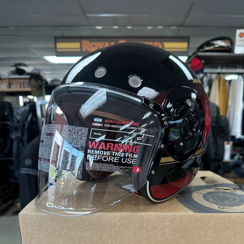 Helmets: Royal Enfield NEO MLG 1901 3/4 Motorcycle Helmet (Red)