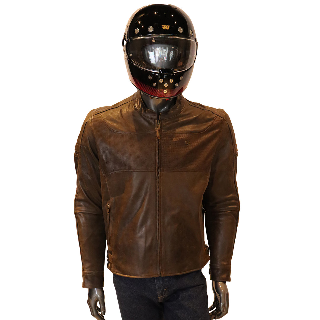 Jacket: Classic Leather Jacket (Dark Tan)