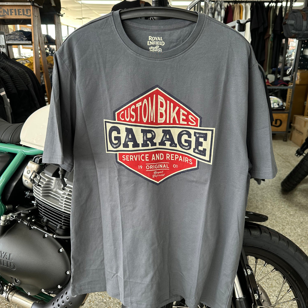 T-Shirt: Custom Bike Garage (charcoal) –