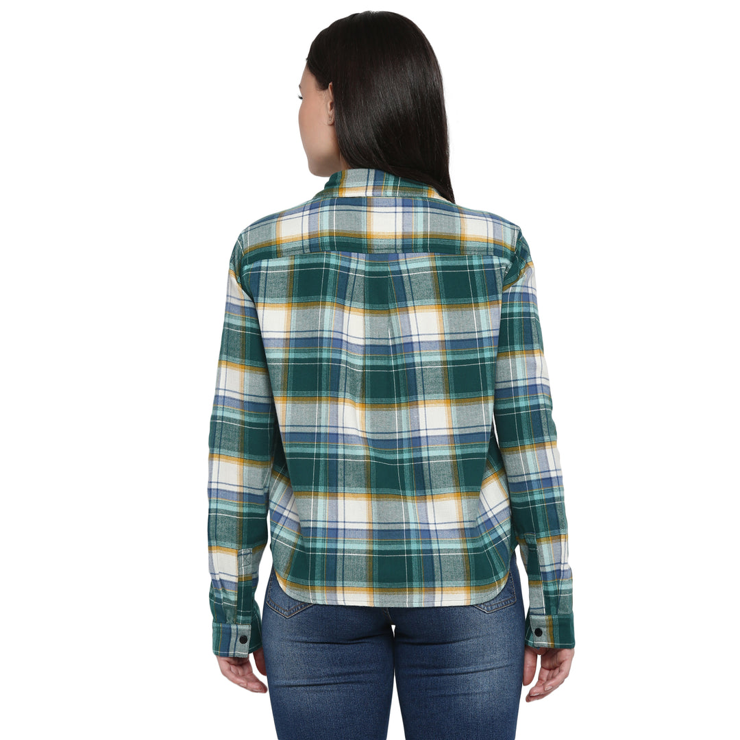 Long Sleeve: Women's Flannel Check Shirt (sea green)