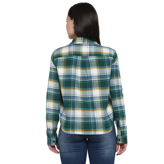 Long Sleeve: Women's Flannel Check Shirt (sea green)