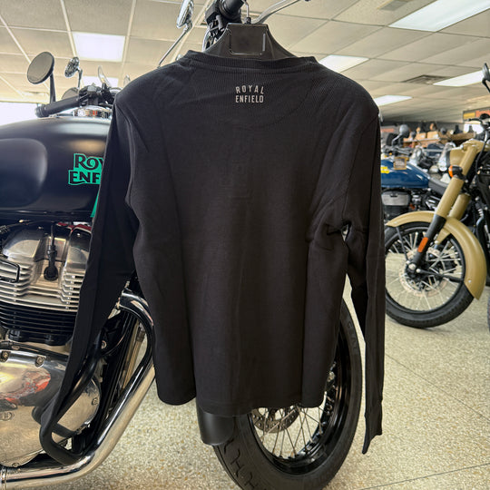 Long Sleeve: Women's Branded Waffle Henley Full Sleeve (black)
