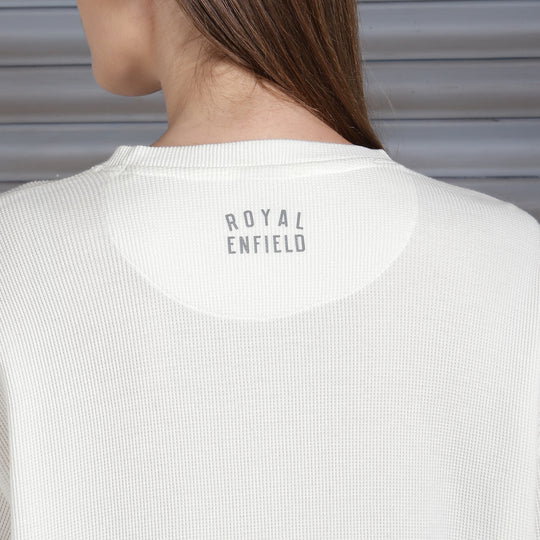 Long Sleeve: Women's Branded Waffle Henley Full Sleeve (white)